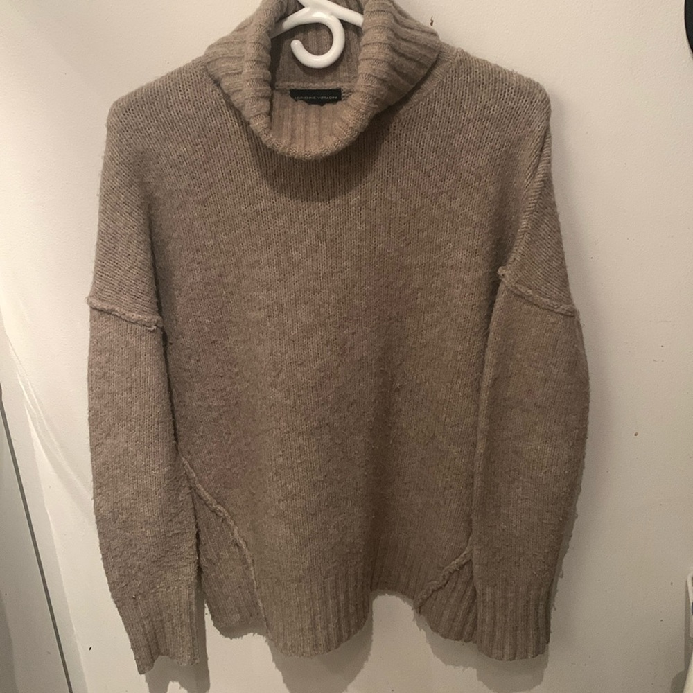 Super Warm Adrienne Vittadini Wool Blend Turtleneck Tan Sweater SZ Medium